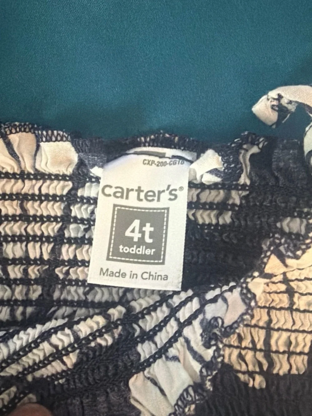 Carter's Navy White Floral Tie-Strap Sundress Top with Green Accents